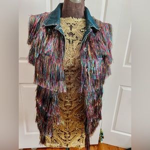 Handmade Tinsel Fringe Vest Taylor Swift Size L/XL Karma Swiftie Mardi Gras